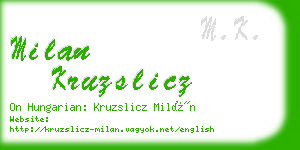 milan kruzslicz business card